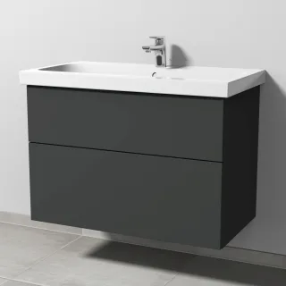 Sanipa 3way Waschtischunterbau zu Geberit iCon Light Waschtisch mit 2 Auszügen, Graphit-Matt SP5751B
