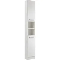 Saphir Hochschrank Quickset 335 Badschrank 30 cm breit, 2 Türen, 1 Nische, 3 Einlegeböden Badezimmer-Hochschrank, Weiß Glanz, Griffe in Chrom glänzend