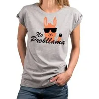 MAKAYA T-Shirt Damen Kurzarm Top Lama Motiv Lustig mit Spruch Statement Cool Modern mit Druck