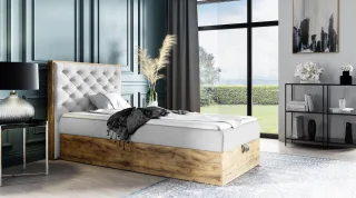 Boxspringbett Gästebett Bett DIONA MINI 100x200cm Stoff Hellgrau inkl. Bettka...