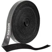 SEBSON Kabelbinder Kabelbinder wiederverschließbar schwarz, 12mm x 15m Klettband Rolle