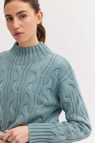THE FASHION PEOPLE - Cable Pullover winter ocean - Gr. - XXL