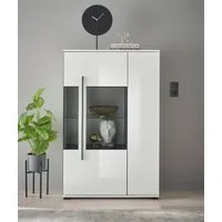 Home affaire Vitrine Cantara, Vitrinenschrank in Eiche Evoke, Weiß o Kaschmir, Standvitrine schwarzer Stangengriff, ausreichend Stauraum, vielseitig einsetzbar