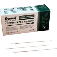 Romed Wattestäbchen Wattestäbchen, ein Kopf, steril, 150 mm, 100-St.
