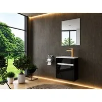 Homeline Badmöbel-Set Zamora Badmöbel-Set Badmöbel set Schwarz Hochglanz Badezimmer Möbel, (Bad Möbelsetangebot, 3-St., Badezimmer Möbel)