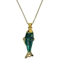 Ella Jonte Edelstahlkette, Halskette mit maritimem Fisch-Anhänger in Gold-Grün
