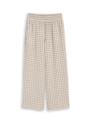 Denim Tom Tailor - Crinkle Culotte Hose beige white vichy - Gr. - XL
