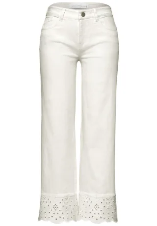 Street One - Loose Fit Wide Leg Hose in 7/8-Länge beige - Gr. - 28