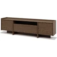 Beautysofa TV-Schrank JUNI 197 cm Japandi TV-Board mit 3 Türen (Push-to-Open, Offenes Fach, Sideboard Modern für Wohnzimmer) Eiche Cremona & Baltic Storm