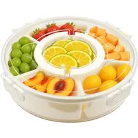 Youyijia Snackschale Snackschale mit Deckel, 6 Fächer (Nicht spülmaschinengeeignet), Plastik
