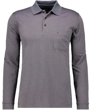 RAGMAN - Softknit-Poloshirt Fishnet, Langarm Mokka - Gr. - 3XL