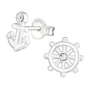 Anker und Steuerrad Kinder-Ohrringe aus 925 Silber