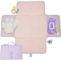 Hylat Baby Wickelauflage Faltbare Wickelunterlage für Unterwegs - Reise-Wickelmatte – Violett (1-tlg), Tragbare Wickelunterlage - faltbar, wasserabweisend - Violett