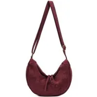 ITALYSHOP24 Schultertasche Damen Tasche MOON Halbmond Cross Over Body Bag Umhängetasche Suedette, Tragekomfort Hüft Brust Bauch Gürtel Rücken Slingtasche Wildlederoptik