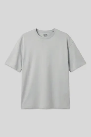 Übergroßes Baumwoll-Crewneck-T-Shirt