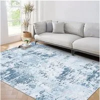 GarveeMore Teppich Faltbarer Kurzflor-Teppich für Wohnzimmer & Schlafzimmer & Flur, rechteckig, Höhe: 6 mm, waschbar, rutschhemmende Rückseite, abstrakt, hellblau