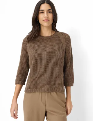 Brax Damen Strickpullover Style NALA mocha brown, dunkelbraun, Gr. 38
