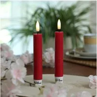 Adilina LED-Kerze LED Stabkerzen Tafelkerzen Dinner Spitzkerzen rustikal 16cm rot 2St, warmweiß (2100K bis 3000K)