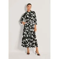 MADELEINE Maxikleid Maxi-Kleid mit Bindeband, Hemdkragen Uni-Design, Hemdkragen, Knopfleiste, verstellbare Manschetten