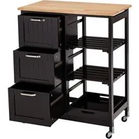 COSTWAY Küchenwagen, mit Tablett, 3 Schubladen, rollbar, 67x37x82,5cm