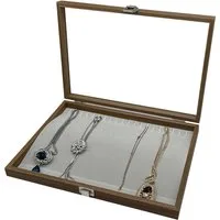 mixed24 Schmuckkasten Holz Ketten Halsketten Armbänder mit Deckel, Deckel aus Echtglas