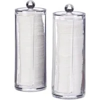 relaxdays Wattepadspender Wattepads Aufbewahrung 2er Set, transparent