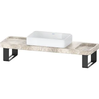 Duravit Collection One Waschtisch-Konsolen-Set D4800800 140x45x90cm, mit Konsole, Konsolenträger, grauer Travertin poliert