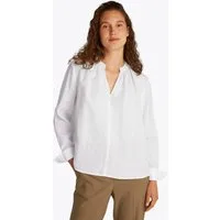 Tommy Hilfiger Klassische Bluse ESS LINEN V-NECK BLOUSE mit Raffung,kühlendes Premium Leinen