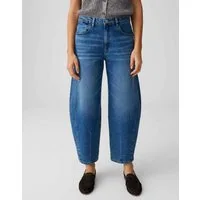 OPUS Relax-fit-Jeans Barrel Jeans aus Dry Indigo® Mid Rise Formstabil, verdeckter Zip-Fly, Abnäher am Saum