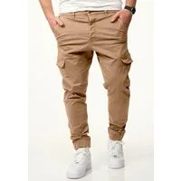 DAILY COTTON Cargohose mit elastischen Beinbündchen Herren Jogger-Hose Jeans mit Gummibund & Cargo-Taschen Pants