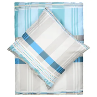LIVING DREAMS - Satin-Bettwäsche sand/blue - Gr. - 135