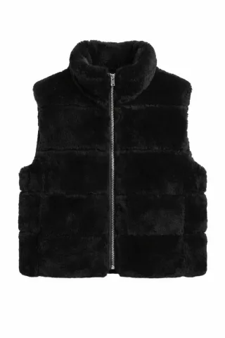 rino & pelle - Webpelz-Weste schwarz - Gr. - 36