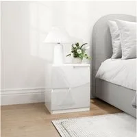 HOMCOM Nachttisch mit 2 Schubladen (Nachtschrank, 1-St., Beistelltisch), für Wohnzimmer, Schlafzimmer, 40 x 40 x 45 cm, Hochglanzweiß