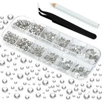 LuxusKollektion Bastelperlen 2150 Stück Strasssteine Set für Nagel Kunst, Kleidung - 6 Größen