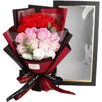 Kunstblume 18 Stück Rosenstrauß Seifenblumen Ewige Rose Valentinstag Geschenk, MOPUEA, Künstliche Seifenrose DIY Handgemacht Geschenk Für Freundin Muttertag