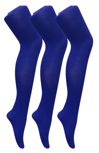 3 Paar Multipack Damen farbige undurchsichtige 80 Denier Strumpfhosen | Socken Snob | einfarbige Block Farbe Strumpfhosen - Colbalt Blau