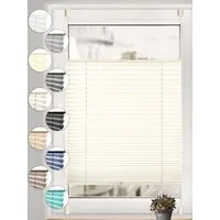 Sonello Plissee ohne Bohren Rollo Klemmfix für Fenster & Tür Lichtschutz, blickdicht, ohne Bohren, verspannt, Klemmfix, 30cm x 100cm Hellcreme Faltrollo, Easyfix, Jalousie