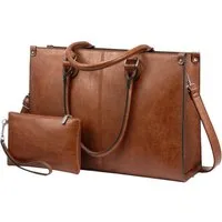 LuxusKollektion Laptoptasche Damen Laptoptasche Leder Schulter Umhängetasche Braun 15.6 Zoll
