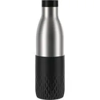 BLUDROP Sleeve Isoliertrinkflasche 0,7 Liter, Thermosflasche schwarz, Edelstahl, Silikonmanschette