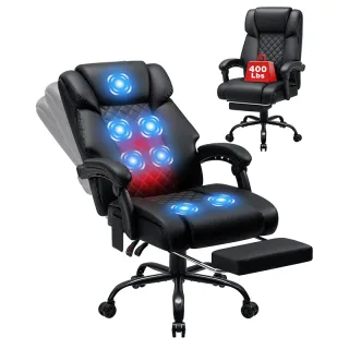 HOFFREE 7-Point Vibration & Heat Massage Office Chair with Footrest Massage Desk Chair for Heavy People Office Chair wit
