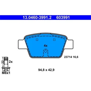 ATE Bremsbel?ge hinten Alfa Romeo Fiat Lancia Delta