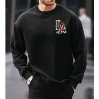 RMK Rundhalspullover Herren Pullover Pulli Langarmshirt Sweatshirt Oversize Los Angeles LA mit Baumwolle
