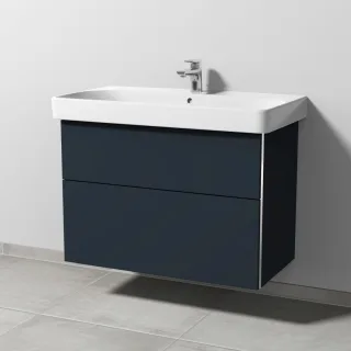 Sanipa 3way Waschtischunterbau zu Geberit Smyle Square Waschtisch mit 2 Auszügen, Marine-Matt BP6711R