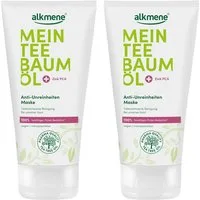 alkmene Gesichtsmaske 150 ml Teebaumöl Maske gegen Pickel, Mitesser & Unreinheiten - vegan, 2-tlg.