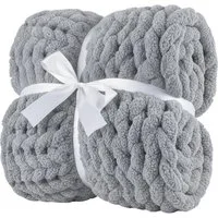 Wohndecke Grobmaschige Wohlfühldecke, Feluna, Flauschige Kuscheldecke Grobstrick Tagesdecke