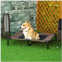 PawHut Tierbett Hundeliege outdoor Schlafplatz Hundebett 92 x 76 x 18 cm, Oxford-Gewebe, Texteline-Netz, für Garten, Balkon, Kaffee-Braun