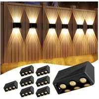 Quntis LED Solarleuchte wandleuchten Solarlampen, solarleuchten für außen garten 13 Farb IP65, LED fest integriert, Warmweiß, starker Akku mit großen Panel, Warmweiß/Kaltweiß/RGB Balkon Zaun Mauer