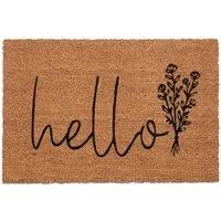 relaxdays Fußmatte Kokos Fußmatte "Hello", rechteckig, Höhe: 15 mm