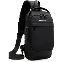 Blusmart Umhängetasche Brusttasche Sling Bag mit USB-Ladeanschluss (Passwortschutz Crossbody Bag, Wasserdicht), Für Reisen Wandern mehrere Taschen Sling Daypacks