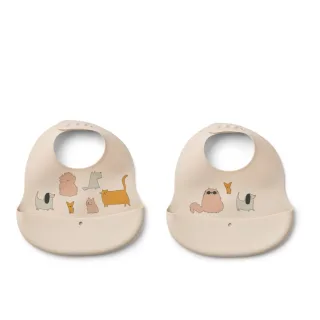 Liewood Ember Bedrucktes Lätzchen 2er-Pack Cats and Dogs / Sandy